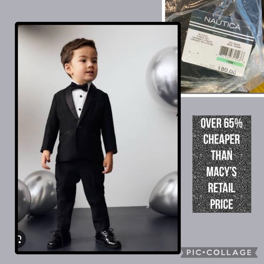 New 4piece black Nautica baby boy’s Tuxedo Set